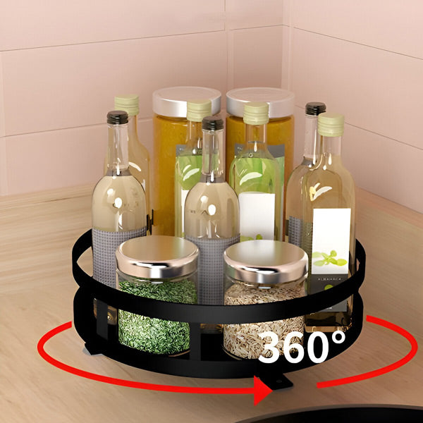 3-Tier Swivel Metal Organizer, 360-Degree Rotating Storage Rack for Kitchen Spice, Bathroom and Desk Supplies