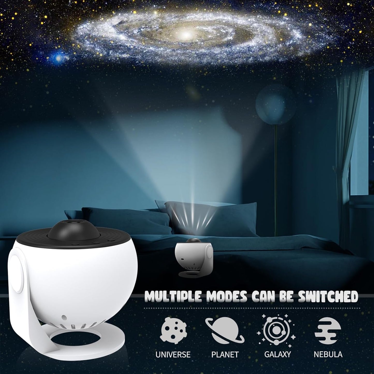Galaxy Star Projector, 360-Degree Rotating Night Light with Nebula and Star Projection for Bedroom, Kids Room & Ambiance