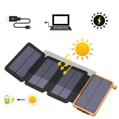 25000mAh Solar Power Bank, Portable Solar Charger with 4 Panels and 3 USB Ports for Camping, Hiking & Travel