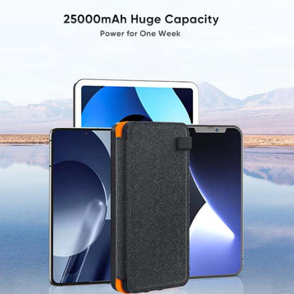 25000mAh Solar Power Bank, Portable Solar Charger with 4 Panels and 3 USB Ports for Camping, Hiking & Travel