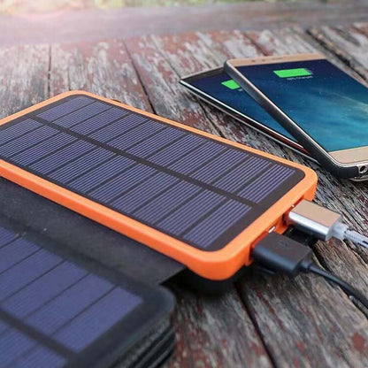25000mAh Solar Power Bank, Portable Solar Charger with 4 Panels and 3 USB Ports for Camping, Hiking & Travel