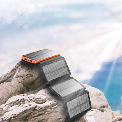 25000mAh Solar Power Bank, Portable Solar Charger with 4 Panels and 3 USB Ports for Camping, Hiking & Travel