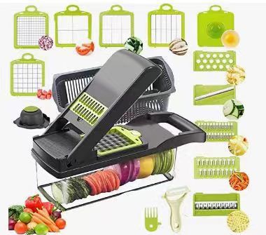18-in-1 Multi-Blade Vegetable Slicer with Tray, Mandoline Chopper, Grater and Julienne Cutter Set with Hand Guard