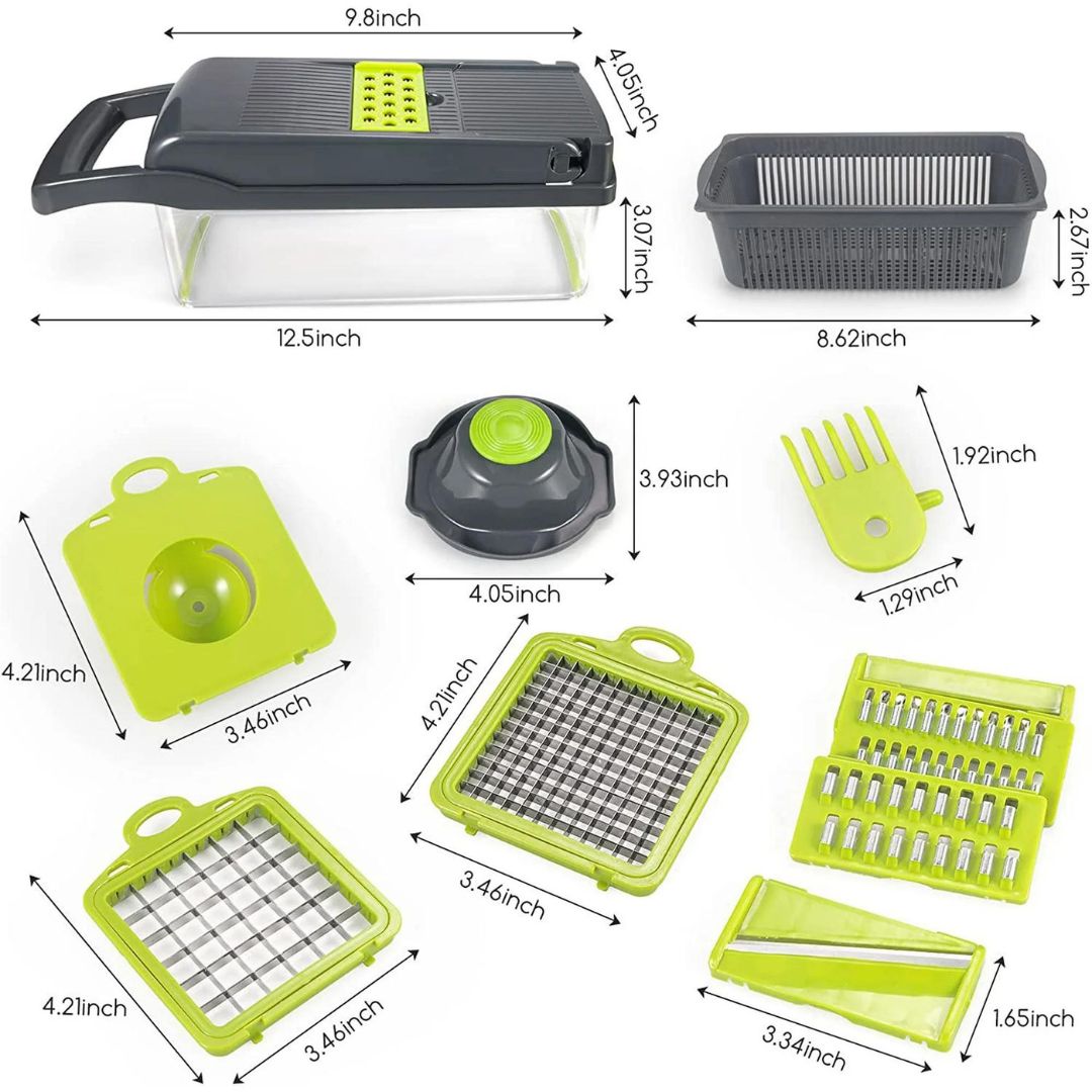 18-in-1 Multi-Blade Vegetable Slicer with Tray, Mandoline Chopper, Grater and Julienne Cutter Set with Hand Guard