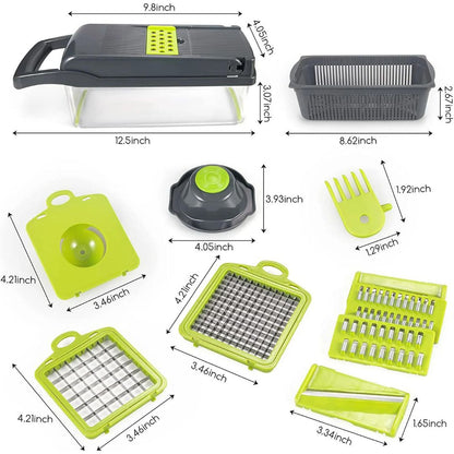 18-in-1 Multi-Blade Vegetable Slicer with Tray, Mandoline Chopper, Grater and Julienne Cutter Set with Hand Guard