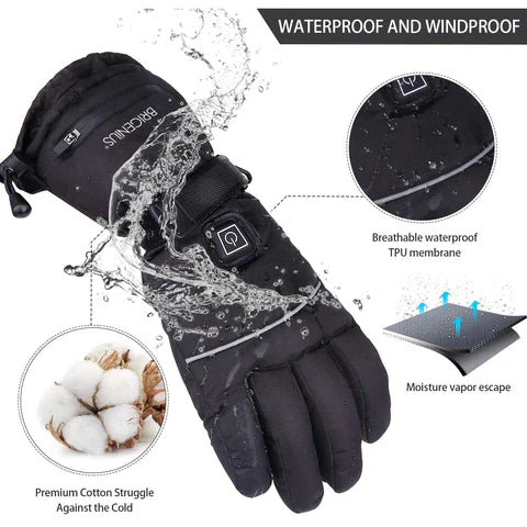 Rechargeable Heated Gloves, 2 Pairs Electric Battery Hand Warmer Gloves with 3 Heat Settings for Skiing, Fishing & Work