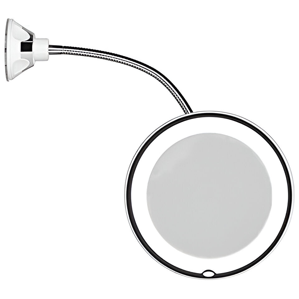 LED Suction Cup Makeup Mirror, 10X Magnifying Lighted Vanity Mirror with 360-Degree Pivot, Portable for Travel, Makeup & Skincare