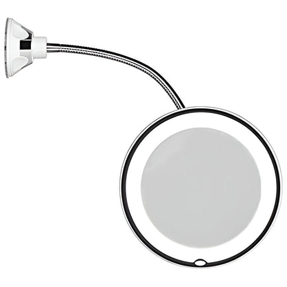 LED Suction Cup Makeup Mirror, 10X Magnifying Lighted Vanity Mirror with 360-Degree Pivot, Portable for Travel, Makeup & Skincare