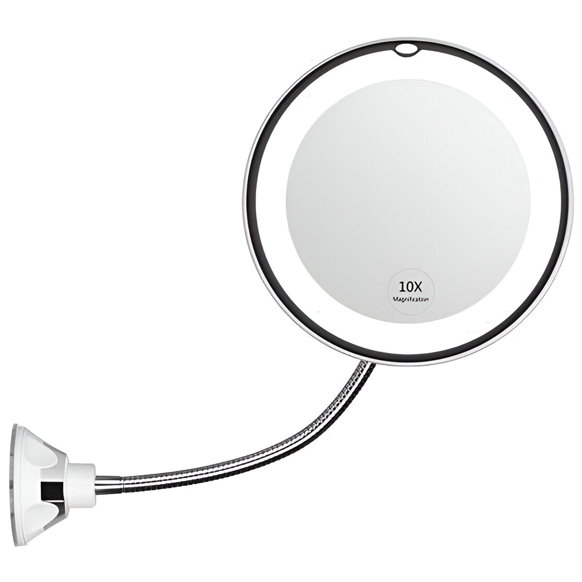 LED Suction Cup Makeup Mirror, 10X Magnifying Lighted Vanity Mirror with 360-Degree Pivot, Portable for Travel, Makeup & Skincare