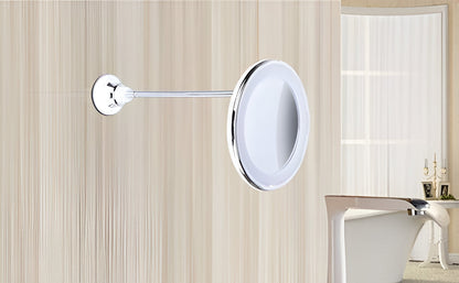 LED Suction Cup Makeup Mirror, 10X Magnifying Lighted Vanity Mirror with 360-Degree Pivot, Portable for Travel, Makeup & Skincare