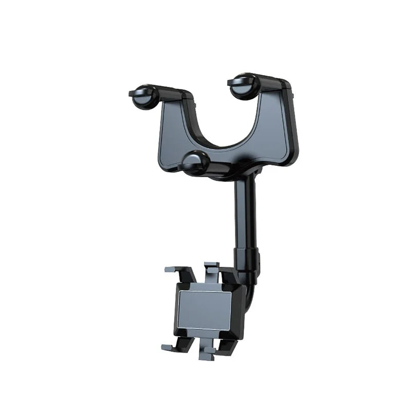 Rearview Mirror Phone Holder, 360-Degree Adjustable Car Mount for Hands-Free GPS, Calls and Music While Driving