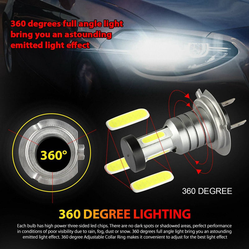 H7 LED Headlight Bulb Kit, 4 Pack 220W Super Bright White LED Headlights for Night and All-Weather Driving