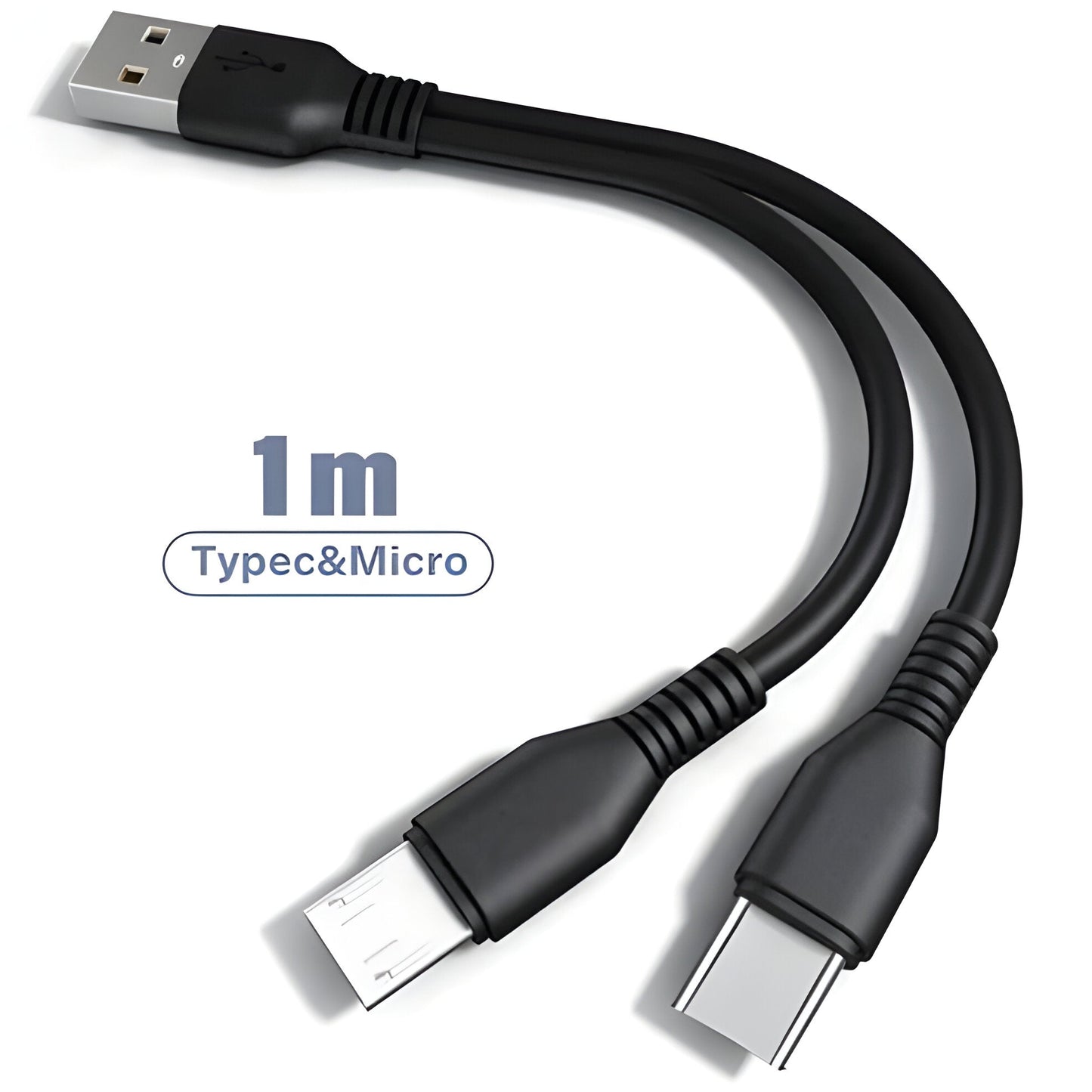 2-in-1 Multi-Port Charging Cable, USB-C and Micro USB Fast Charging Cord for Samsung, Xiaomi, Huawei & Android Phones