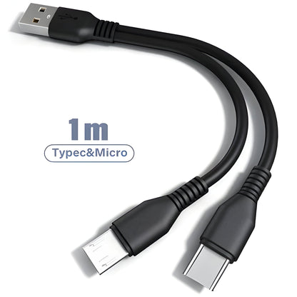 2-in-1 Multi-Port Charging Cable, USB-C and Micro USB Fast Charging Cord for Samsung, Xiaomi, Huawei & Android Phones