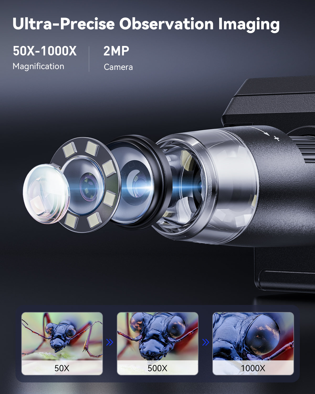 Digital Soldering Microscope, 4.3-Inch 1080P Coin and Circuit Board Microscope with 50X-1000X Zoom and LED Lights