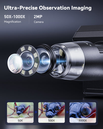 Digital Soldering Microscope, 4.3-Inch 1080P Coin and Circuit Board Microscope with 50X-1000X Zoom and LED Lights