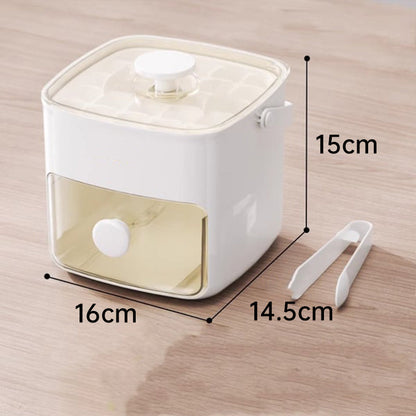 Push-Button Ice Cube Tray, 2-Stage Ice Cube Maker Mold with Lid and Storage Bin, Easy-Release Stackable, 2 Colors