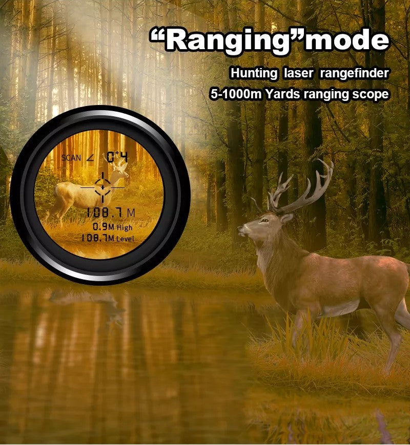 Laser Hunting Range Finder, 1000 Yard Rangefinder with 6.5X Magnification, 7 Modes & USB-C, Rainproof for Bow and Rifle Hunting