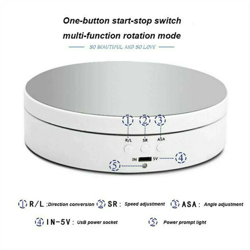 Motorized Rotating Display Stand, 360-Degree Turntable for Product Photography, Jewelry and Collectibles, 2 Colors