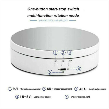 Motorized Rotating Display Stand, 360-Degree Turntable for Product Photography, Jewelry and Collectibles, 2 Colors