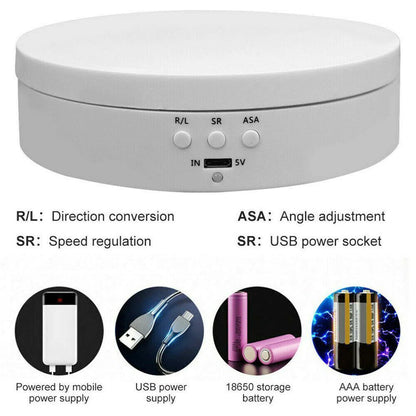 Motorized Rotating Display Stand, 360-Degree Turntable for Product Photography, Jewelry and Collectibles, 2 Colors