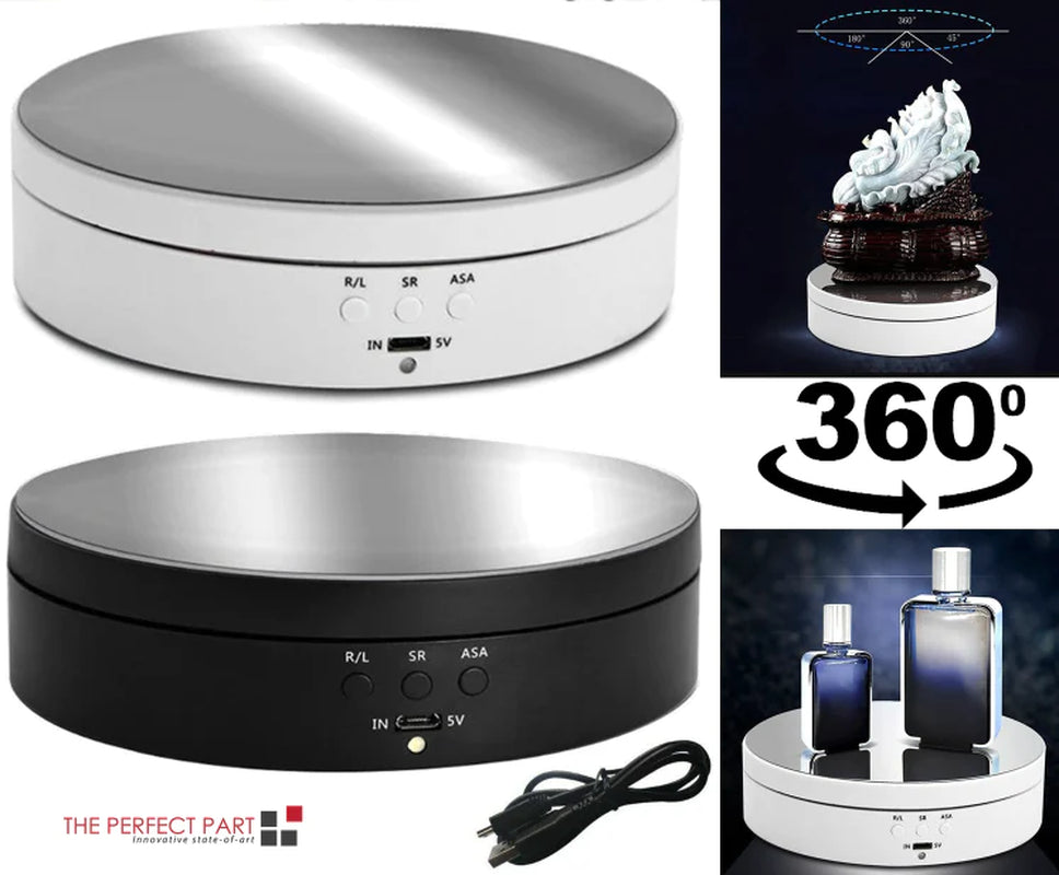 Motorized Rotating Display Stand, 360-Degree Turntable for Product Photography, Jewelry and Collectibles, 2 Colors