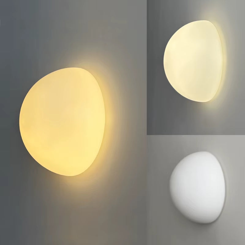 Milky white glass semicircle wall light, product photo 2