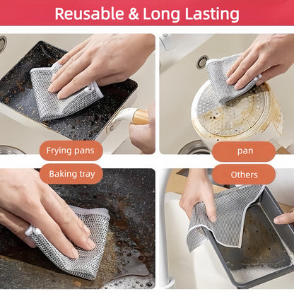 Steel Wire Cleaning Cloths, 20 Pack Double-Layer Metal Scrubber Dishcloths for Pots, Pans and Non-Stick Cookware