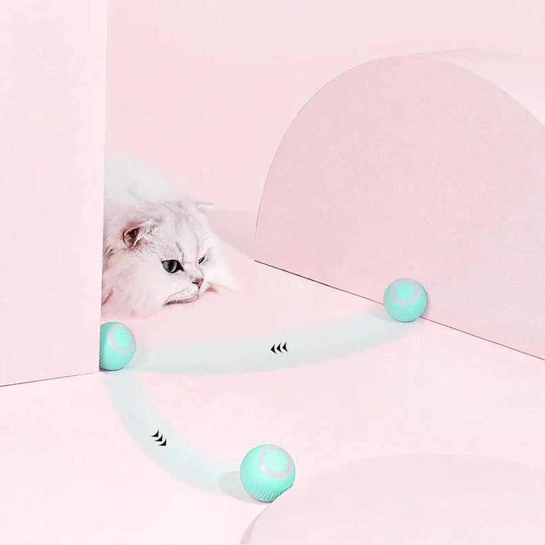 2-in-1 Interactive Cat Toy, Smart Automatic Moving Ball with Obstacle Avoidance for Indoor Cats and Kittens, 2 Colors