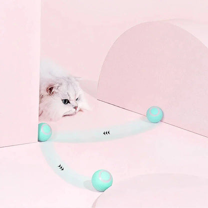 2-in-1 Interactive Cat Toy, Smart Automatic Moving Ball with Obstacle Avoidance for Indoor Cats and Kittens, 2 Colors