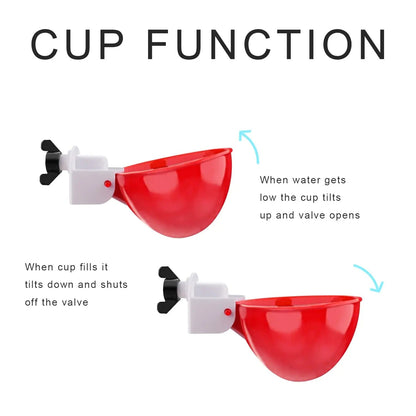 Automatic Chicken Waterer Cups, 10 Pack Poultry Water Cups with Drill Bit, Gravity-Fed No-Drip Drinker for Chickens, Ducks & Quail