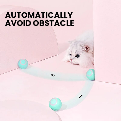 2-in-1 Interactive Cat Toy, Smart Automatic Moving Ball with Obstacle Avoidance for Indoor Cats and Kittens, 2 Colors
