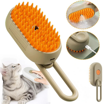 Pet Steam Grooming Brush, Dog and Cat Deshedding Massage Brush with One-Touch Spray for Coat Care and Detangling