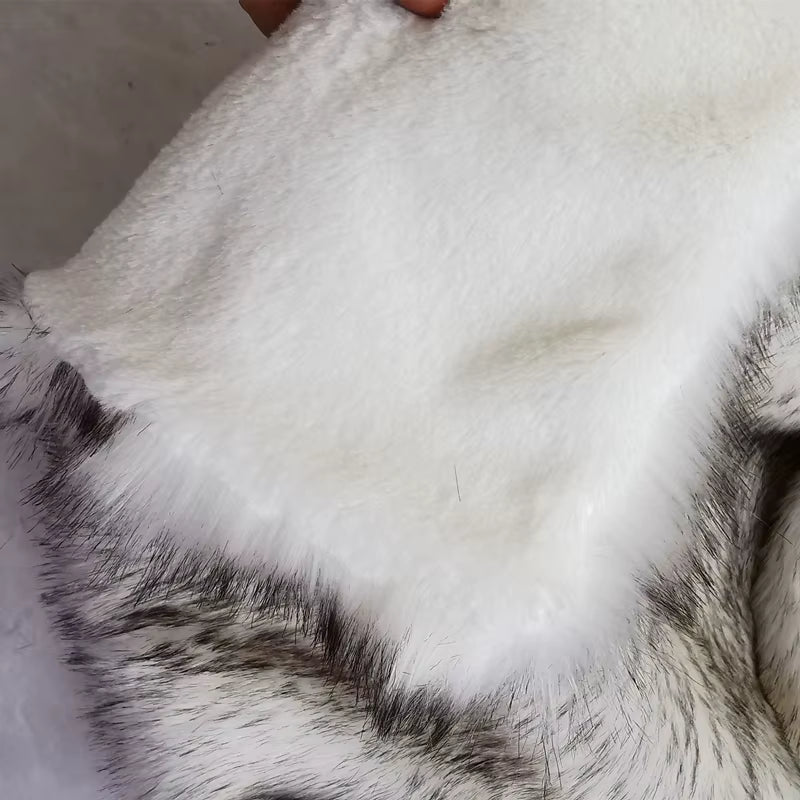 White faux fox fur throw, folded