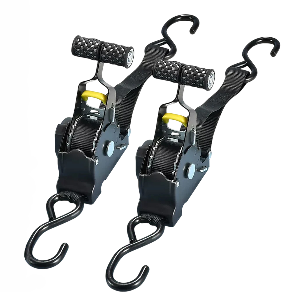 Retractable Ratchet Straps, 2 Pack Self-Winding Tie-Down Straps for Roof Rack, Trailer, Truck Bed and Cargo