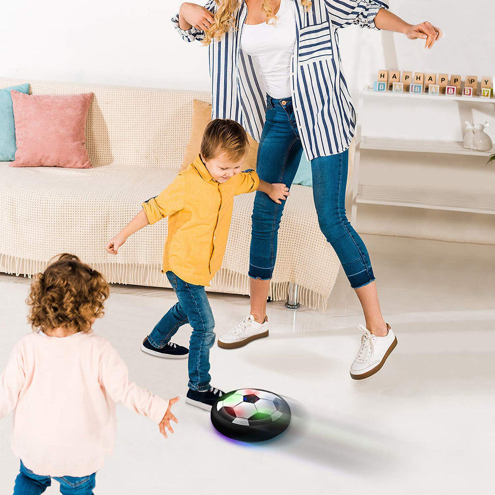 Light-Up Hover Soccer Ball, 2 Pack LED Air-Powered Floating Football with Foam Bumper for Indoor Play, Kids & Toddlers
