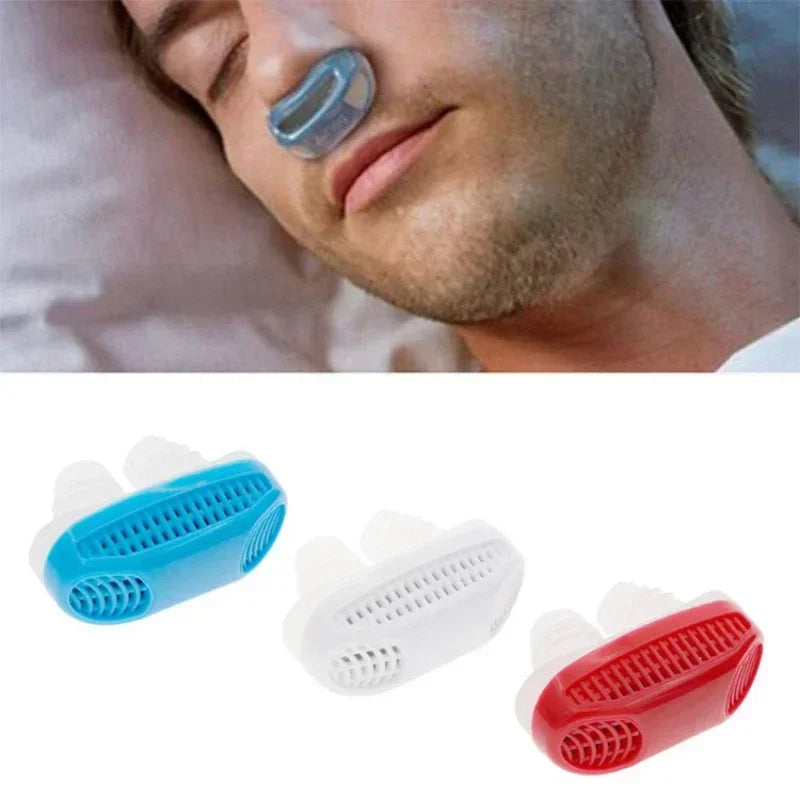 2-in-1 Anti-Snore Nose Clip, Reusable Silicone Nasal Vents with Air Filter for Sleep, Travel & Home, 3 Colors