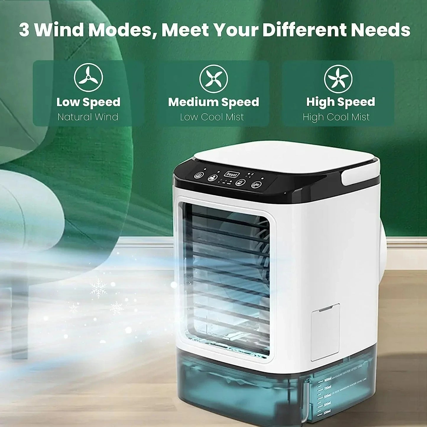 Personal Desk Cooling Fan, 3-Speed Mist Cooler for Bedroom and Office