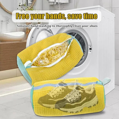 Shoe Washing Bag, 2 Pack Reusable Mesh Sneaker Wash Bags for Washing Machine with Hanging Hook, Protects Drum