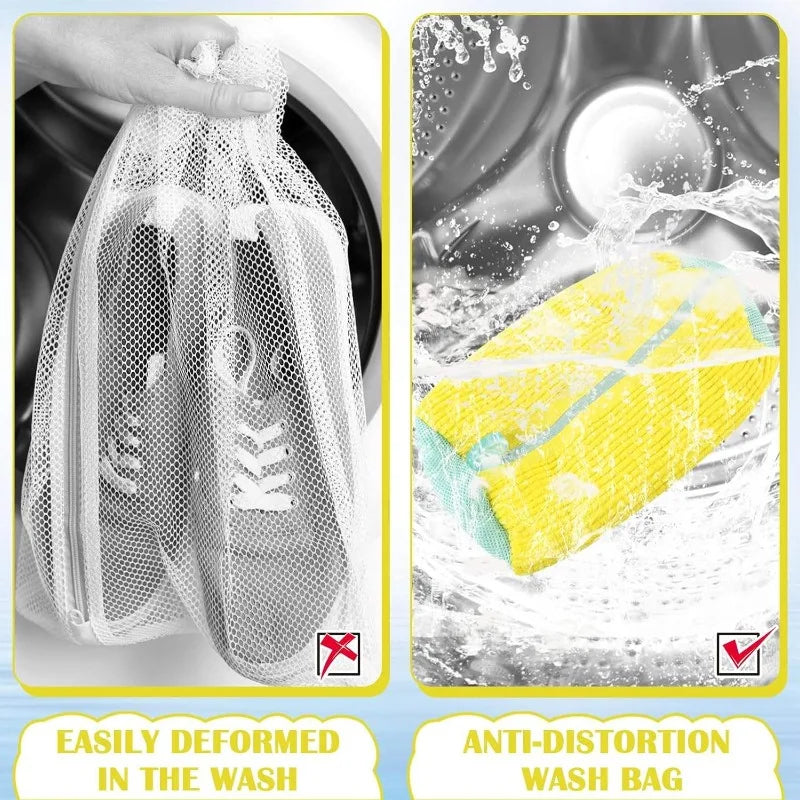 Shoe Washing Bag, 2 Pack Reusable Mesh Sneaker Wash Bags for Washing Machine with Hanging Hook, Protects Drum