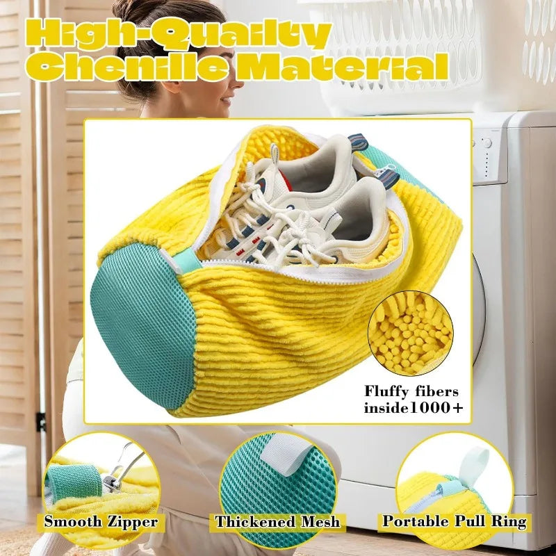 Shoe Washing Bag, 2 Pack Reusable Mesh Sneaker Wash Bags for Washing Machine with Hanging Hook, Protects Drum