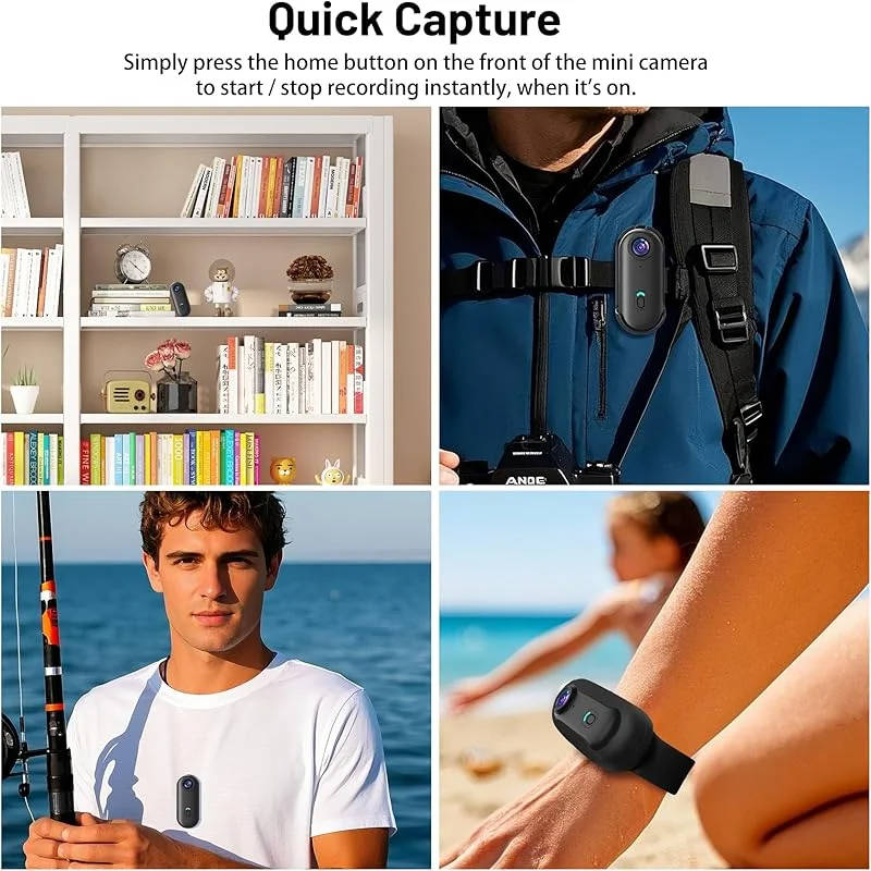 4K Action Camera, Mini Wearable Body Cam with Magnetic Mount and Clip for Cycling, POV Vlogging and Sports, 2 Colors