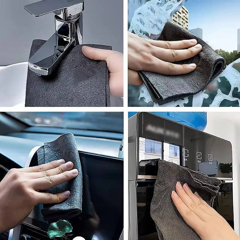 Microfiber Cleaning Cloths, 10 Pack Reusable Streak-Free Towels for Glass, Windows, Car Detailing & Kitchen, Lint-Free Wash Rags