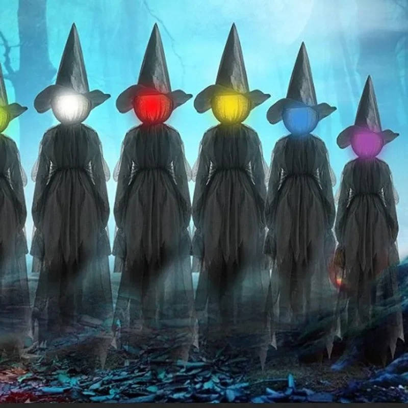 Sound-Activated Witch Decorations, 3-Piece Light-Up Talking Halloween Witches for Indoor and Outdoor Yard Decor