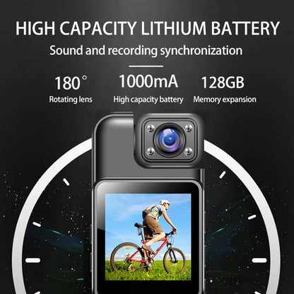 4K Mini Body Camera, Wearable WiFi Pocket Cam with 180-Degree Lens for Commuting, Walks and Documentation