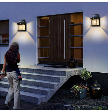 Solar Motion Sensor Wall Light, 2 Pack 600 Lumen Outdoor Waterproof Security Light with 3 Modes for Walls & Walkways