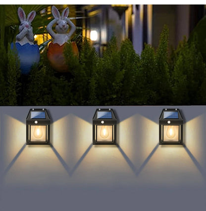 Solar Motion Sensor Wall Light, 2 Pack 600 Lumen Outdoor Waterproof Security Light with 3 Modes for Walls & Walkways