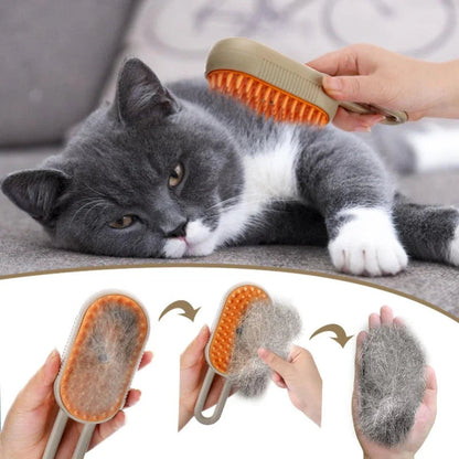 Pet Steam Grooming Brush, Dog and Cat Deshedding Massage Brush with One-Touch Spray for Coat Care and Detangling