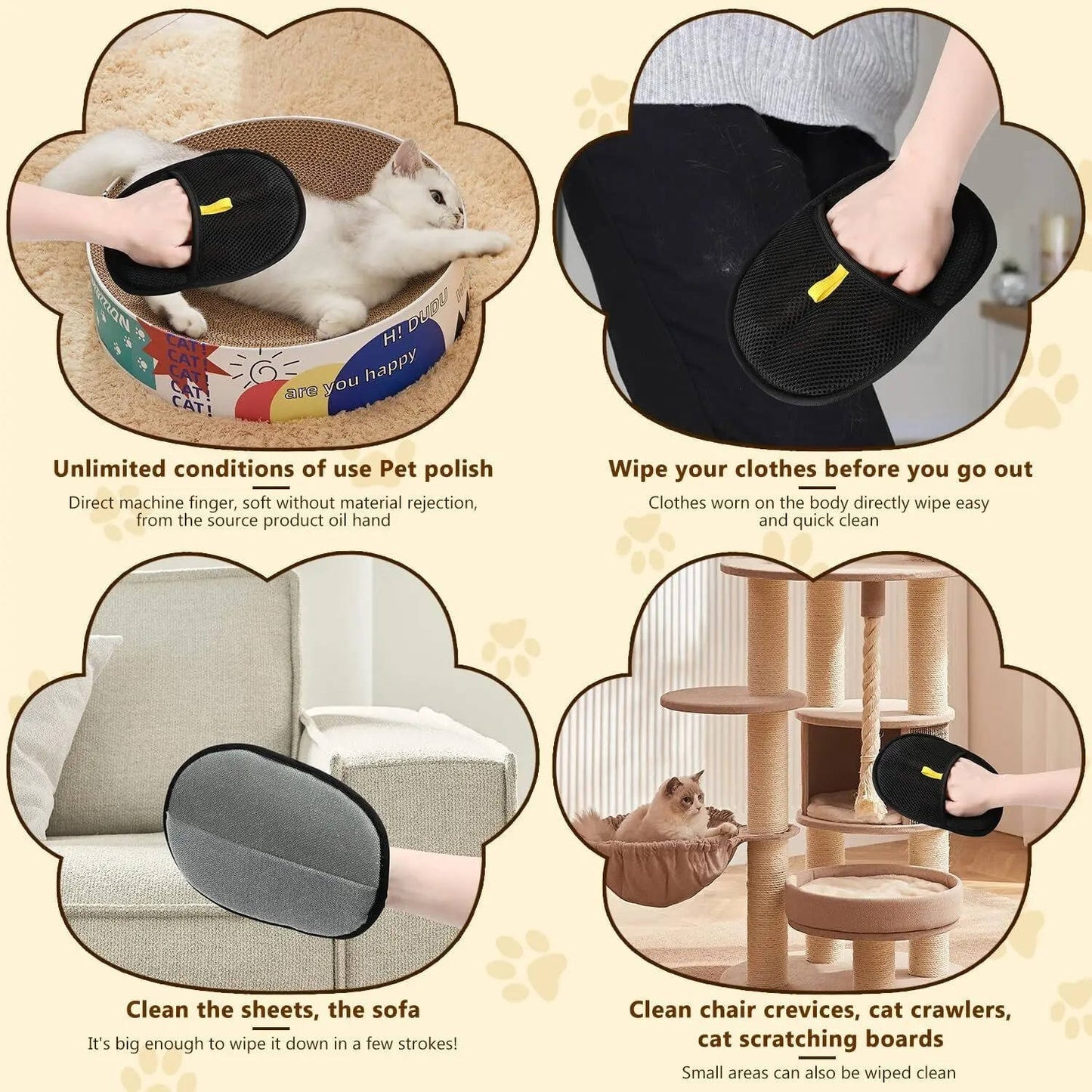 Pet Hair Remover Glove, 2 Pack Dog and Cat Grooming Deshedding Gloves with Textured Massage Mitt for Loose Fur