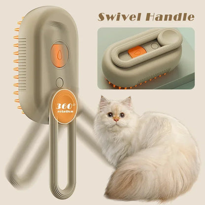 Pet Steam Grooming Brush, Dog and Cat Deshedding Massage Brush with One-Touch Spray for Coat Care and Detangling